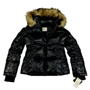 S13 women's down fur puffer hooded winter jacket